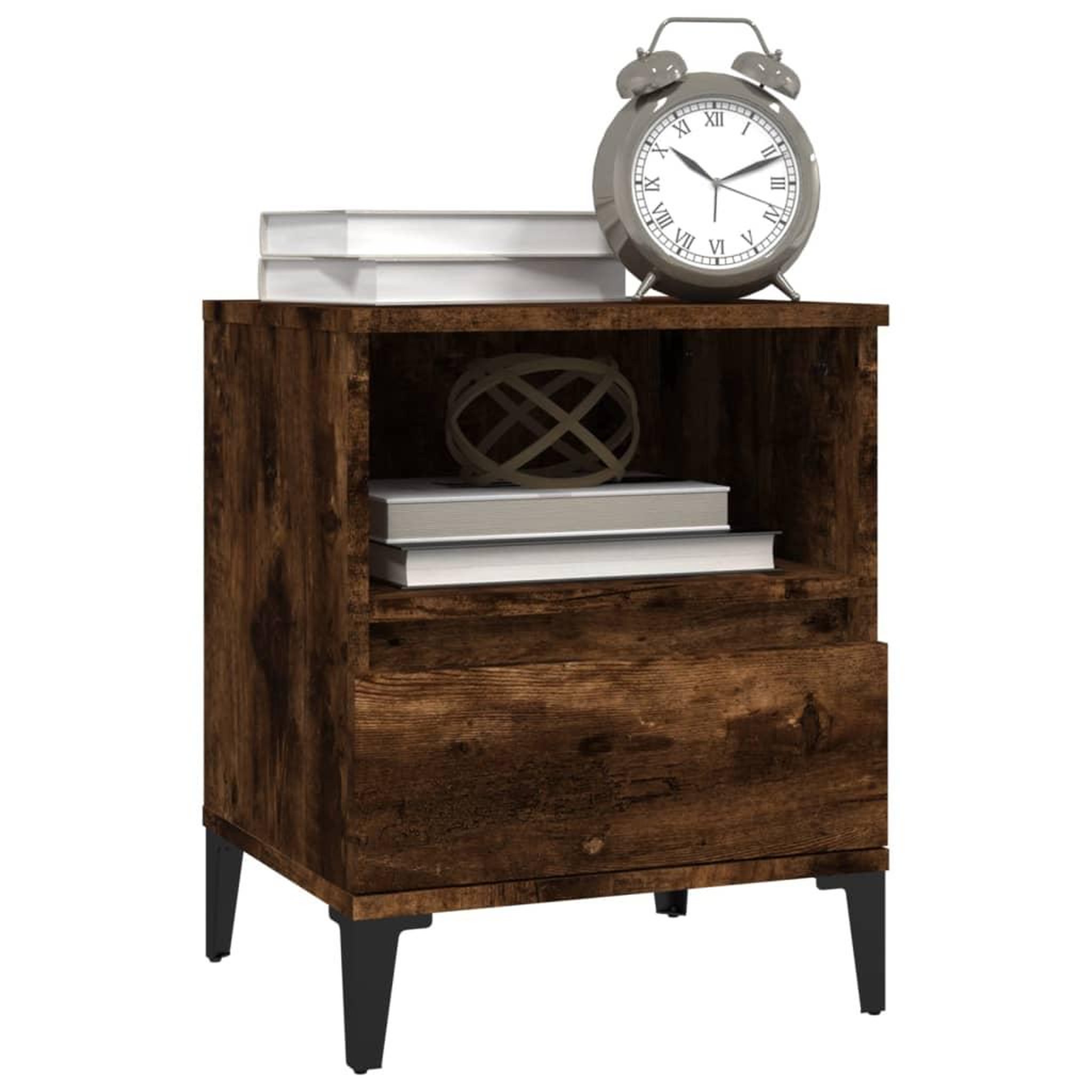 Voir la diapositive 4 : VIDAXL Table de chevet Chene fume 40x35x50 cm