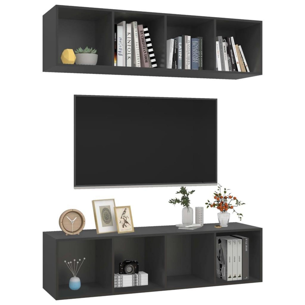 VIDAXL Meubles TV muraux 2 pcs Gris Bois d'ingenierie