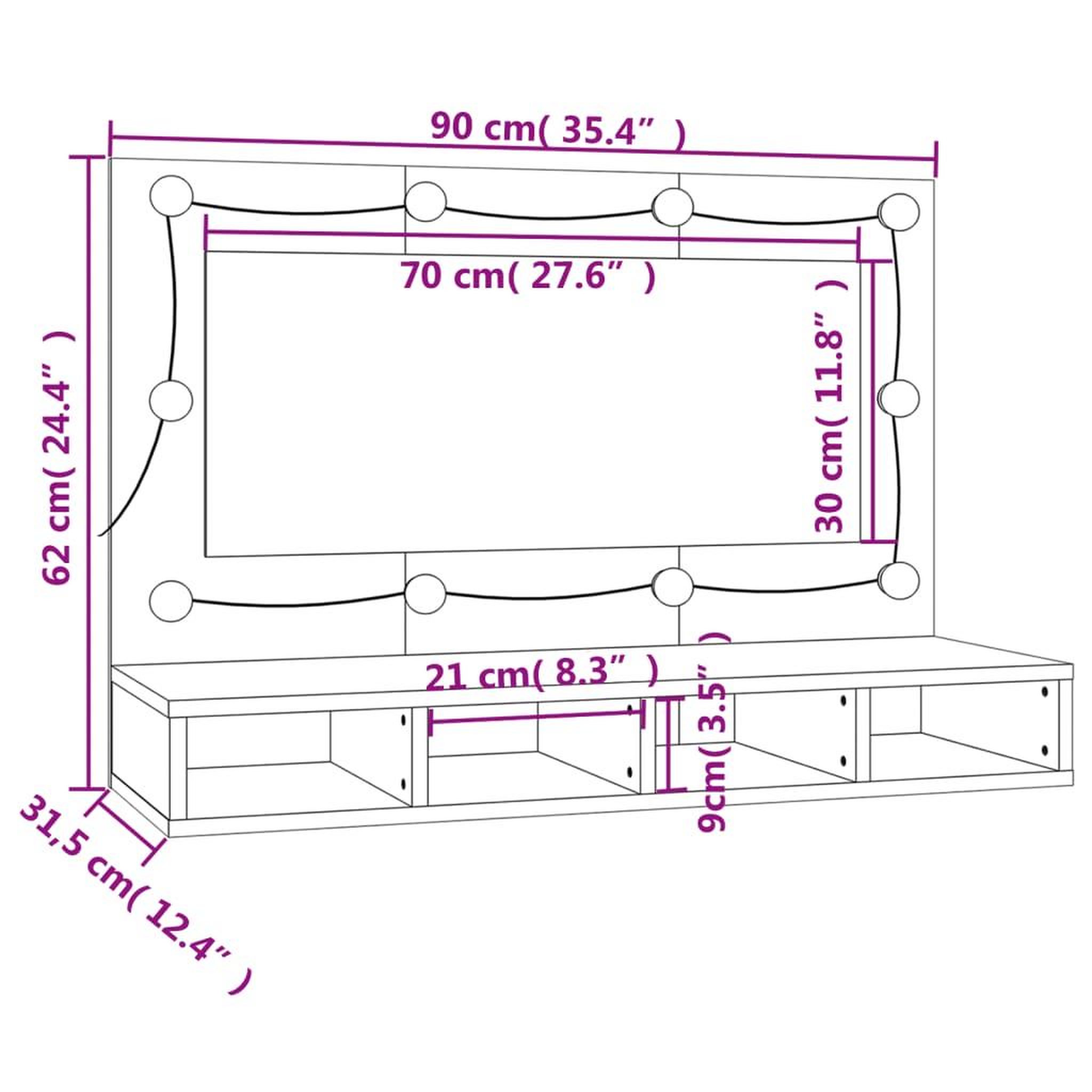 Voir la diapositive 6 : VIDAXL Armoire a miroir avec LED Gris beton 90x31,5x62 cm