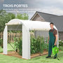 Voir la diapositive 6 : OUTSUNNY Serre de jardin tunnel 6 m² acier galvanisé renforcé dia. 1,9 cm bâche PE haute densité blanc