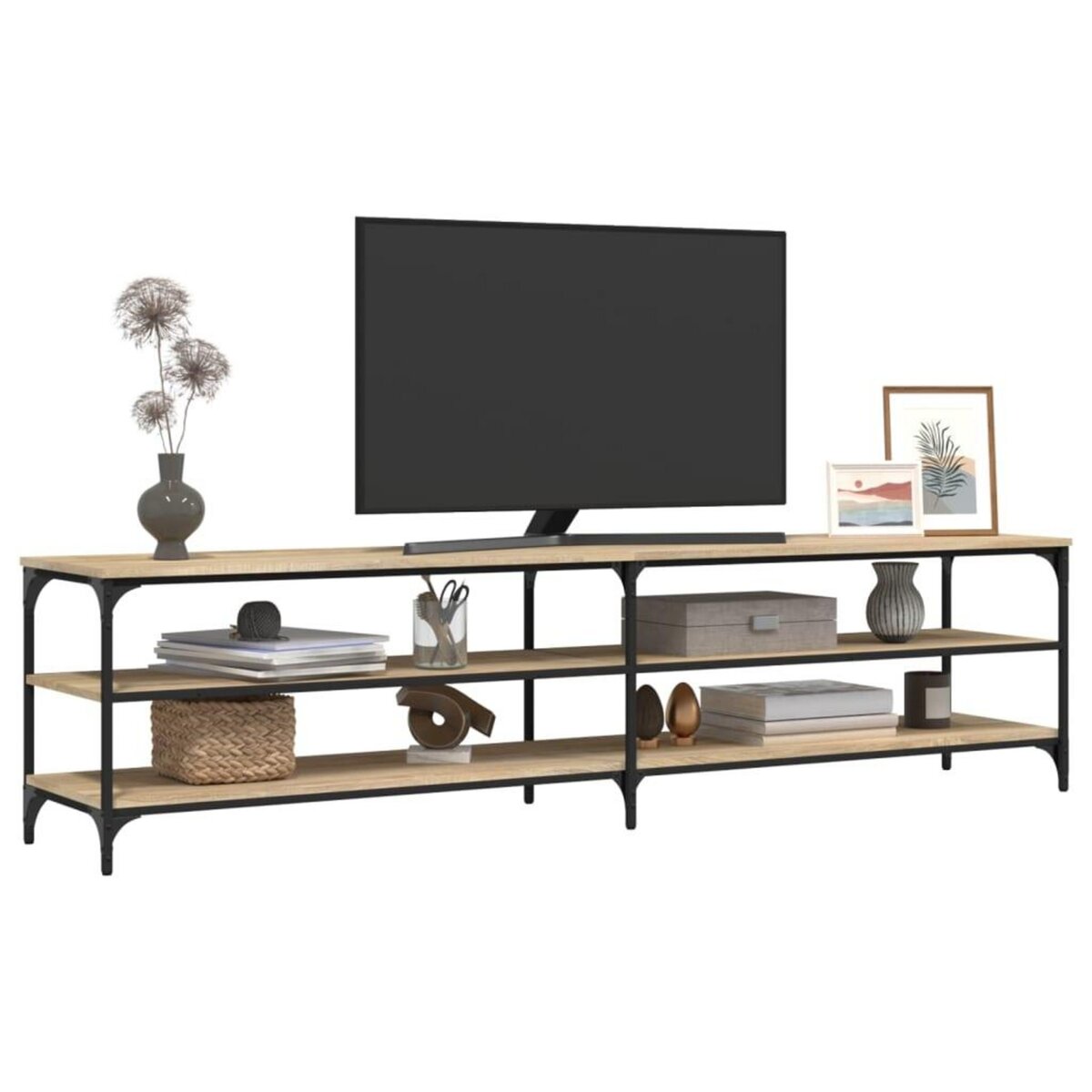 VIDAXL Meuble TV chene sonoma 200x30x50 cm bois d'ingenierie et metal