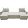 Voir la diapositive 6 : MARKET24 Canapé d'angle convertible panoramique PHARELL 5/6 places - Tissu beige - Coffre de rangement - L297 x P155 x H85 cm