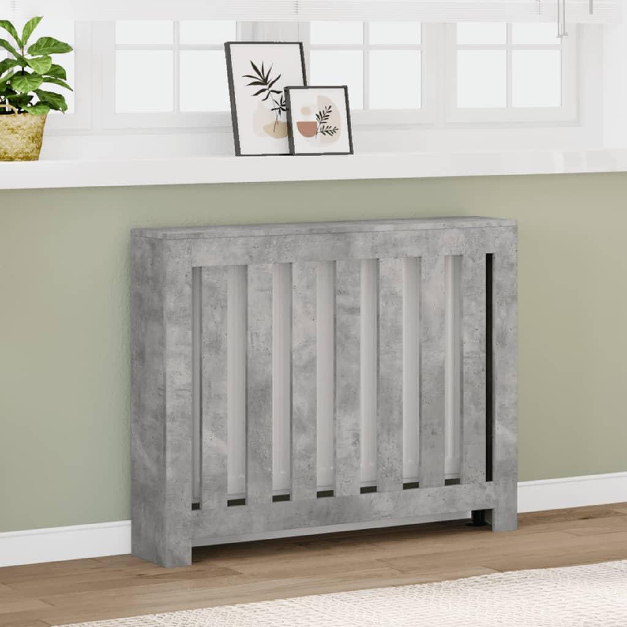 VIDAXL Cache-radiateur gris beton 104x20x82 cm bois d'ingenierie