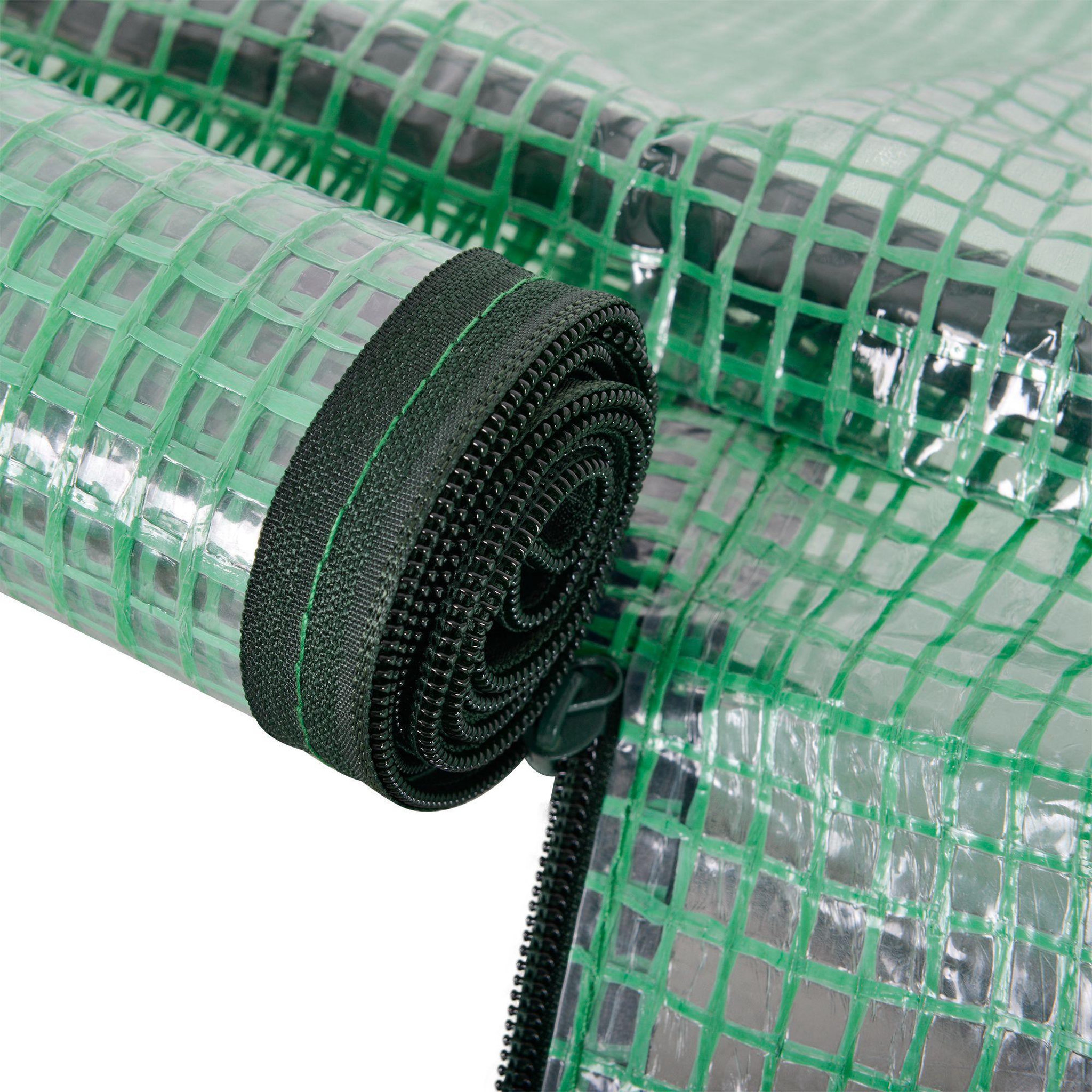 Voir la diapositive 4 : OUTSUNNY Serre de jardin tunnel serre à tomates dim. 2l x 1l x 0,8h m porte zippée enroulable bâche pe acier vert
