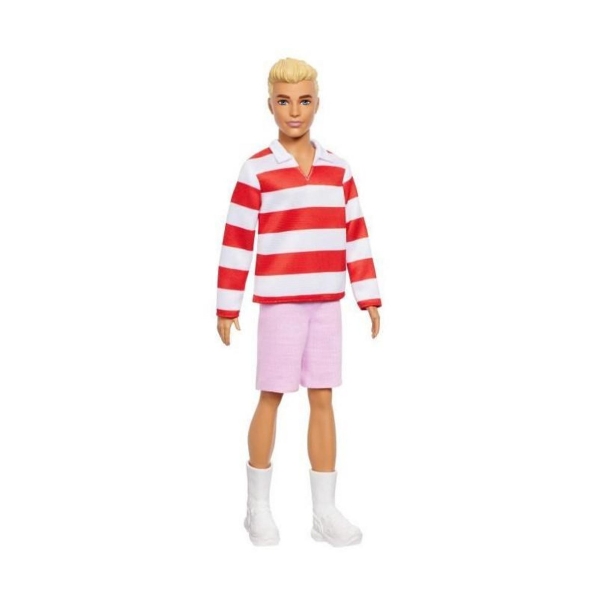 BARBIE Barbie - Poupée Ken Fashionistas avec haut a rayures rouges et short - Barbie - HYV01