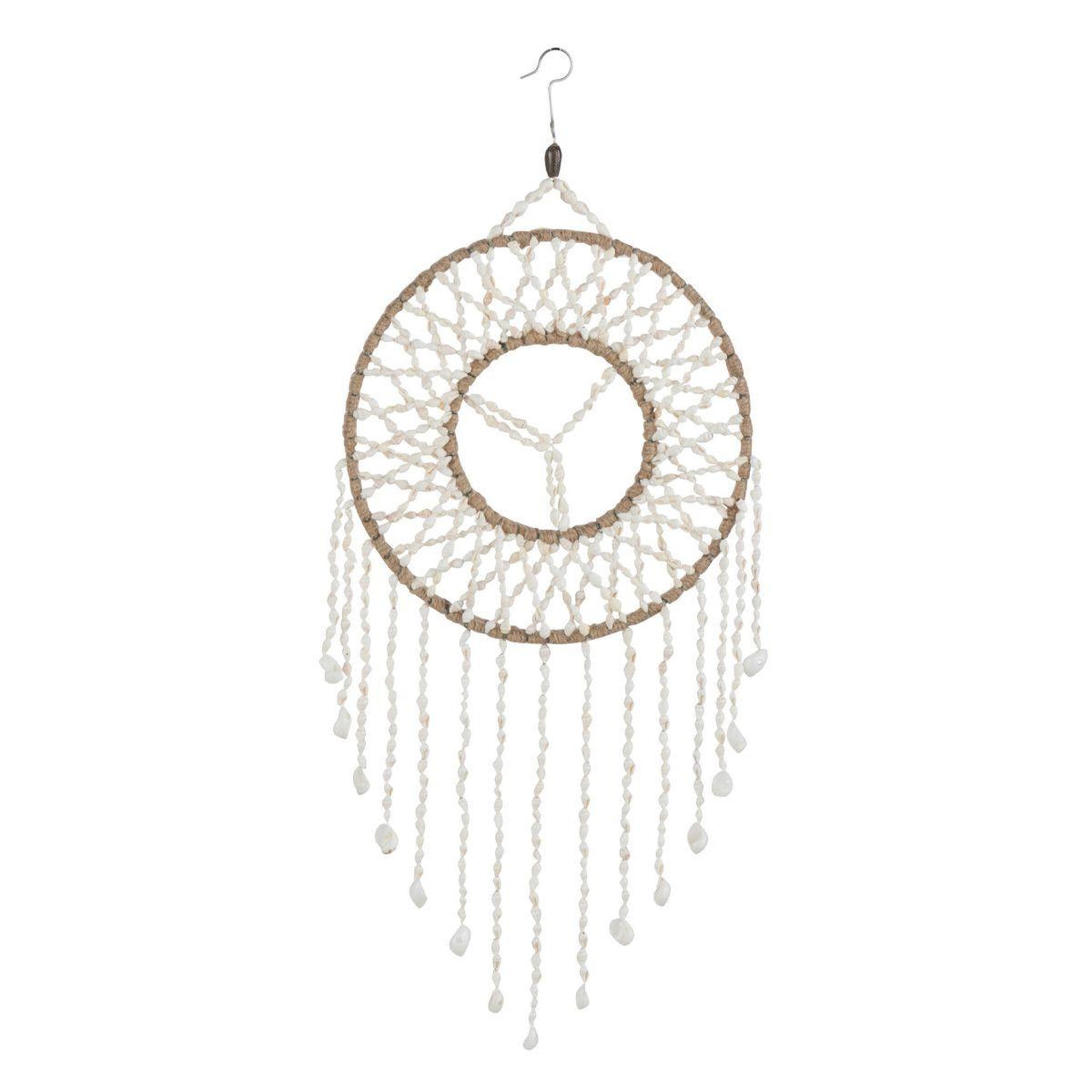 J-LINE Attrape-rêves mandala  coquillage  50cm blanc