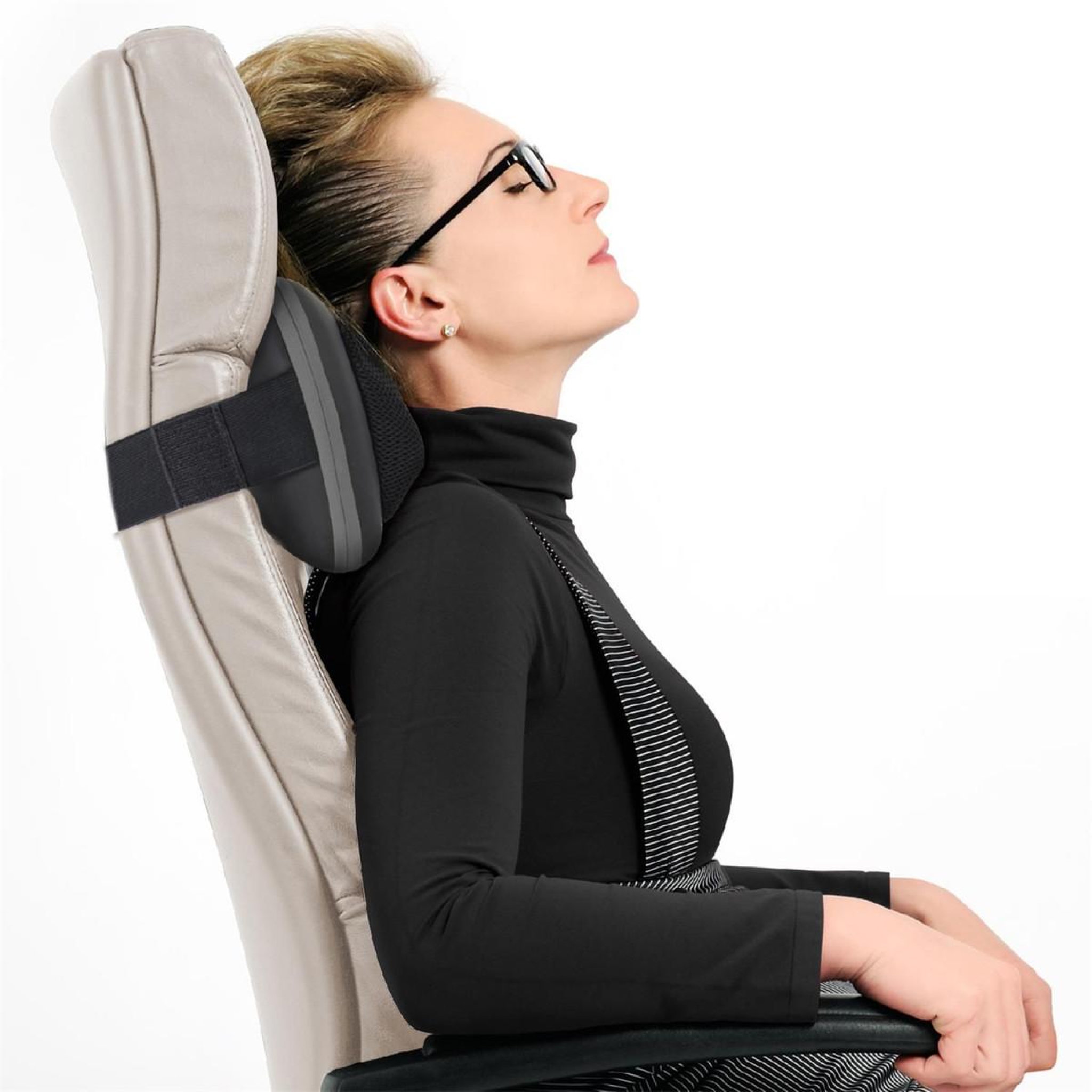Voir la diapositive 2 : SENSLY Coussin massant chaleur led  shiatsu  30cm noir