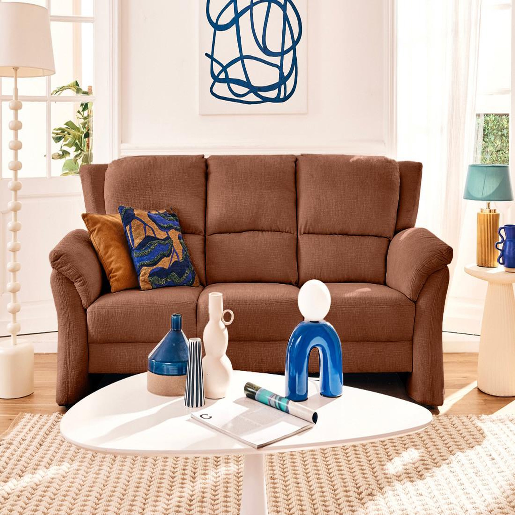 Voir la diapositive 1 : LISA DESIGN Bastille - canapé droit 3 places en tissu velours relief