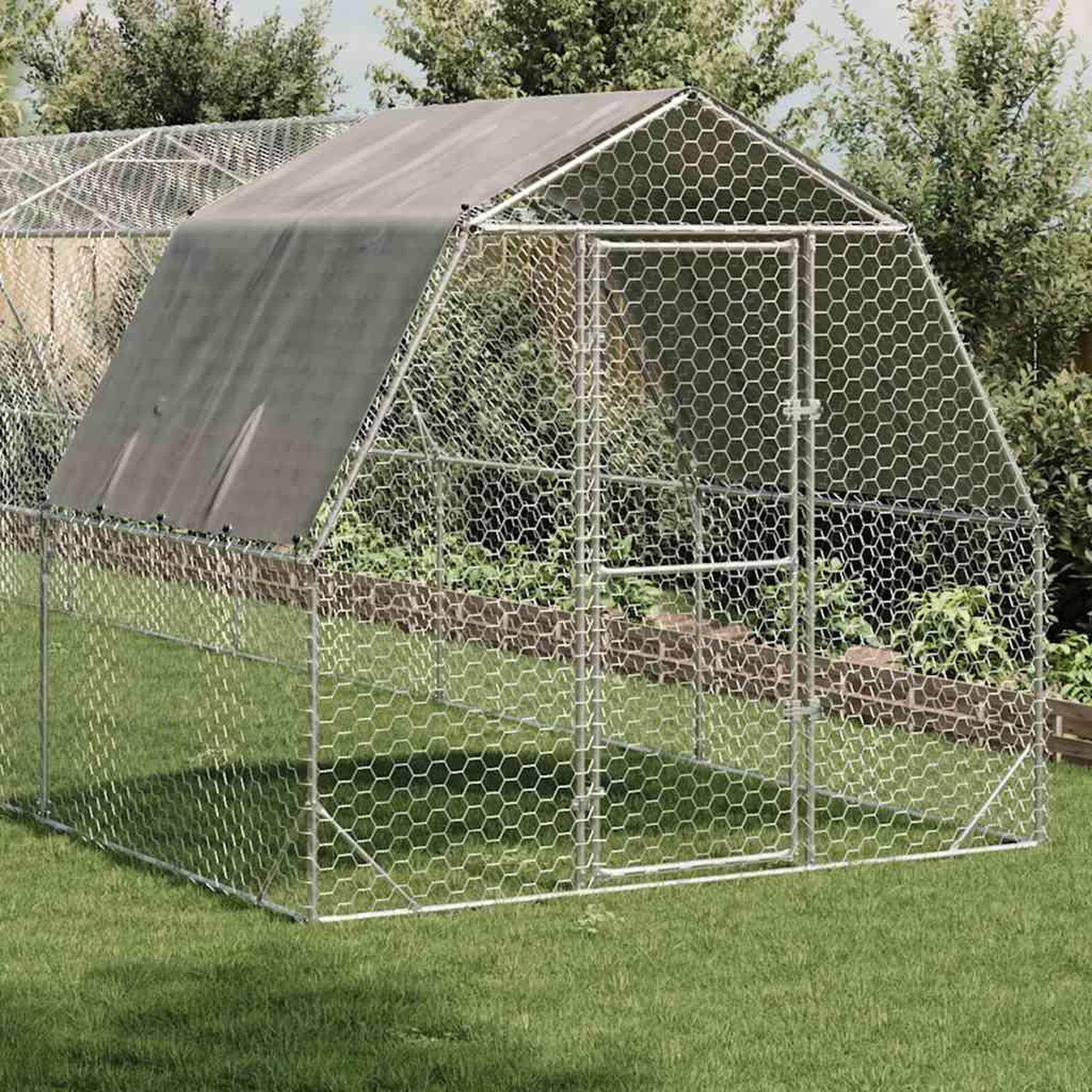 Voir la diapositive 2 : VIDAXL Poulailler avec toit 2,5x10x2,25 m acier galvanise