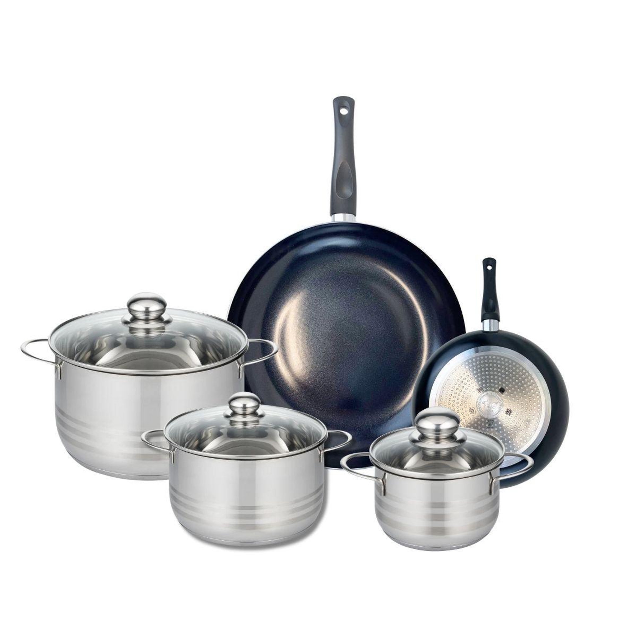ELO Ensemble de 2 poêles de cuisson 20 et 32 cm et 3 faitouts 16, 20 et 24 cm elo prima brillant