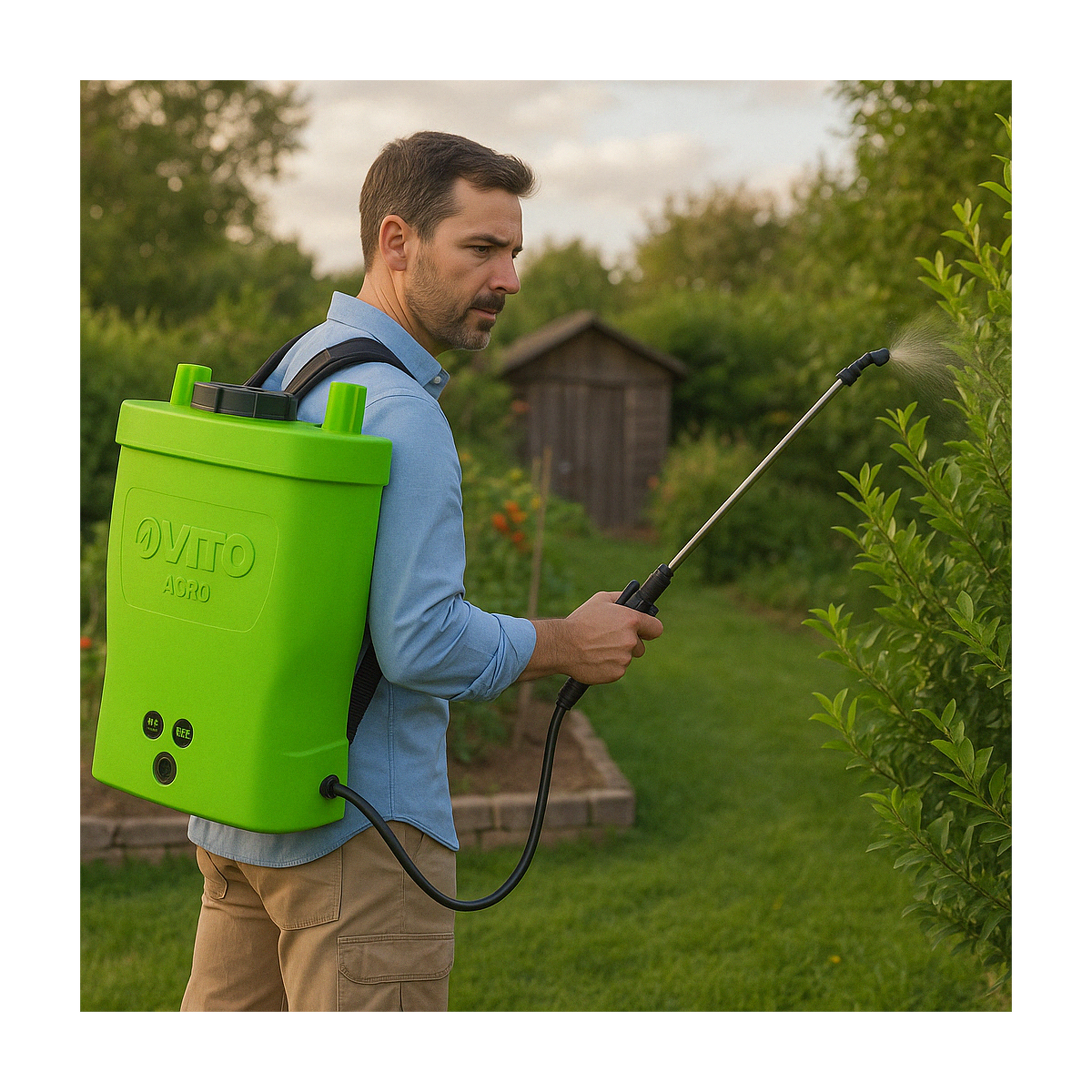 Voir la diapositive 2 : VITO Pulvérisateur de jardin 16l à batterie vito - pulvérisateur electrique 6 bars - buses, chargeur et lance télescopique inclus