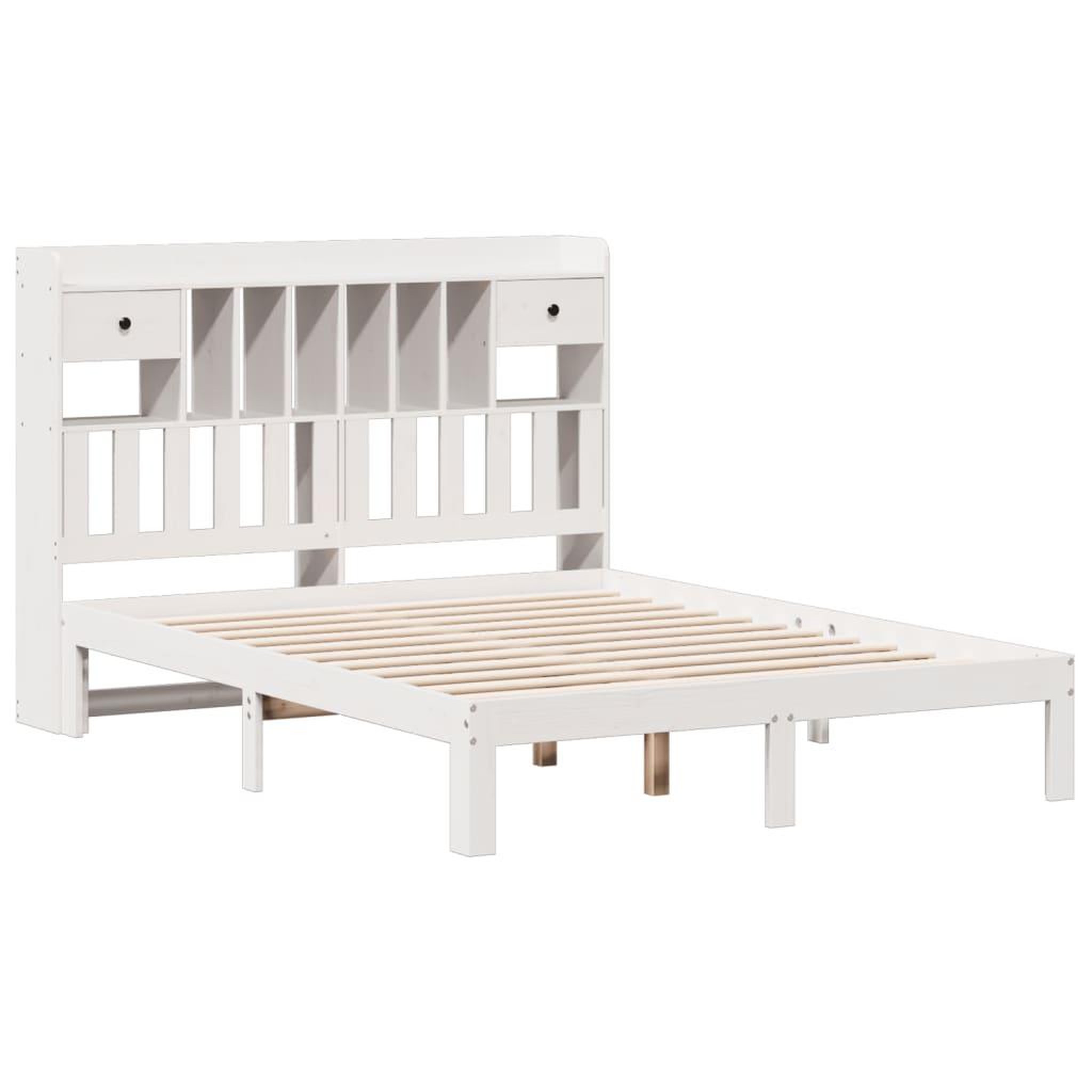 Voir la diapositive 3 : VIDAXL Lit bibliotheque sans matelas blanc 135x190 cm bois pin massif
