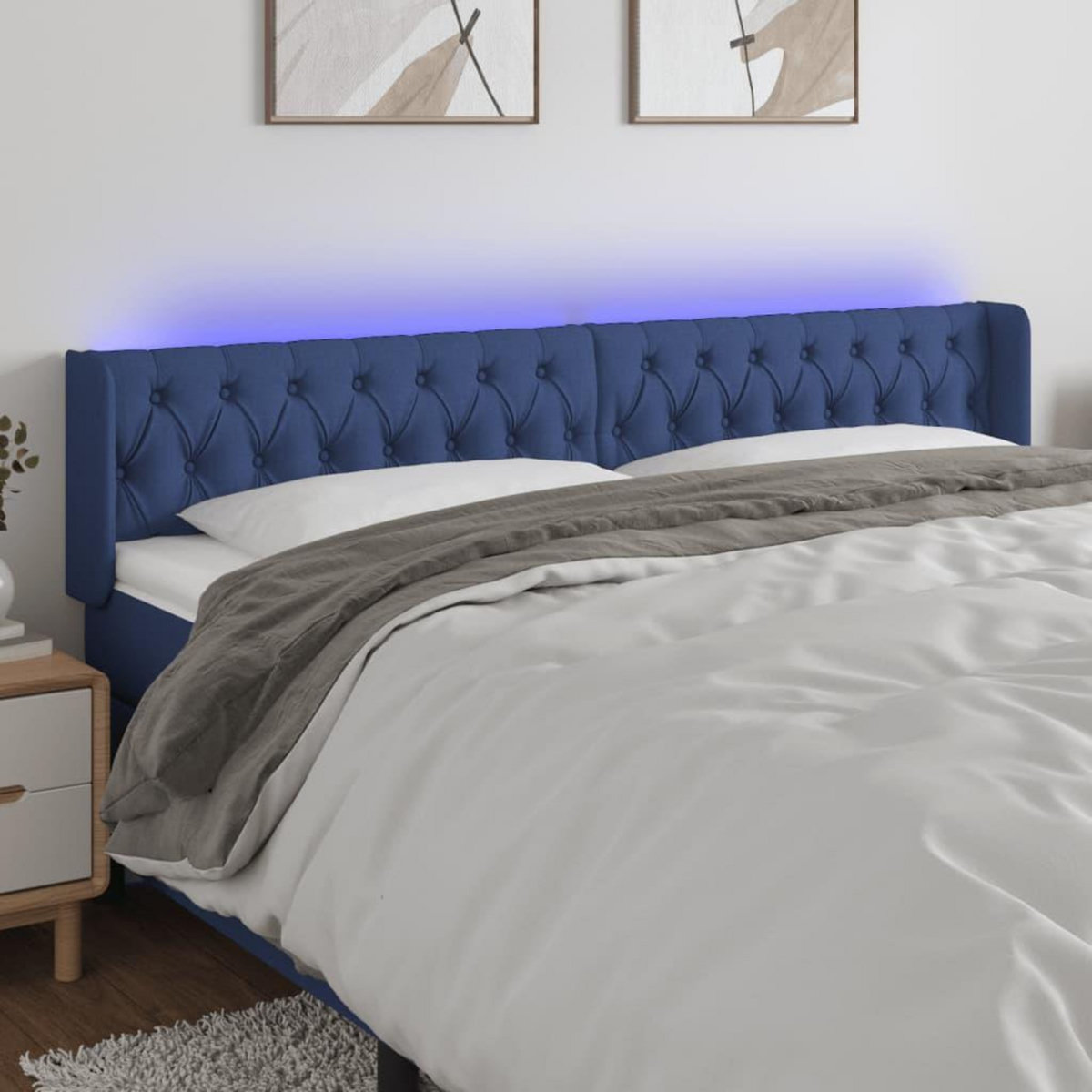 VIDAXL Tete de lit a LED Bleu 203x16x78/88 cm Tissu