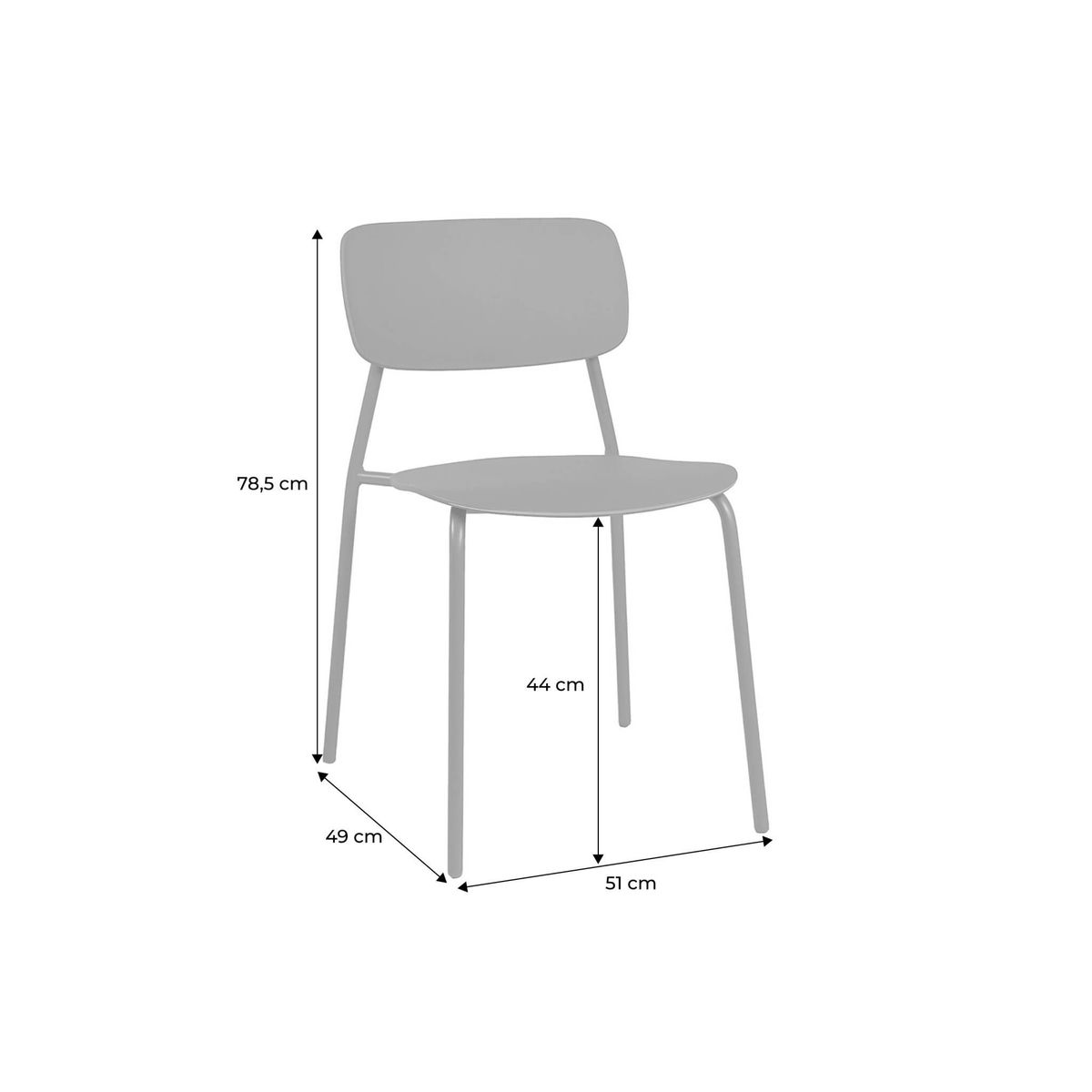 SWEEEK Lot de 4 chaises de jardin empilables acier et plastique anthracite - Liva