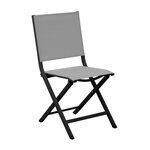 Proloisirs Chaise pliante - THEMA - Aluminium époxy graphite - Toile TPEP perle