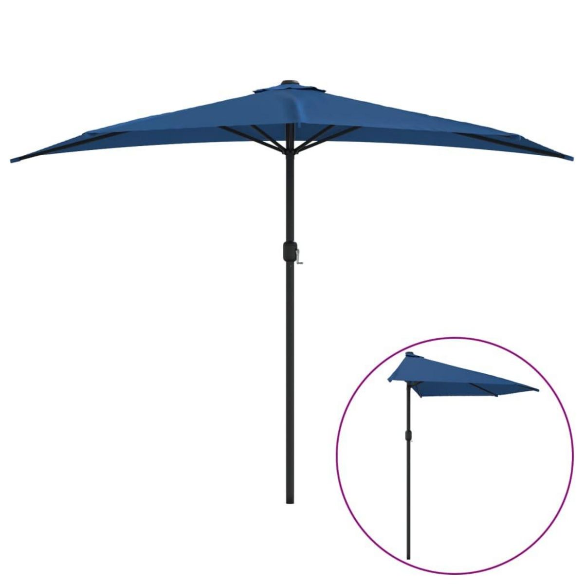 VIDAXL Parasol de balcon avec mat en aluminium Bleu 300x155x223cm Demi