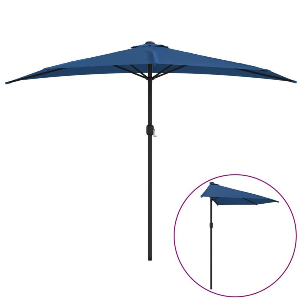 VIDAXL Parasol de balcon avec mat en aluminium Bleu 300x155x223cm Demi