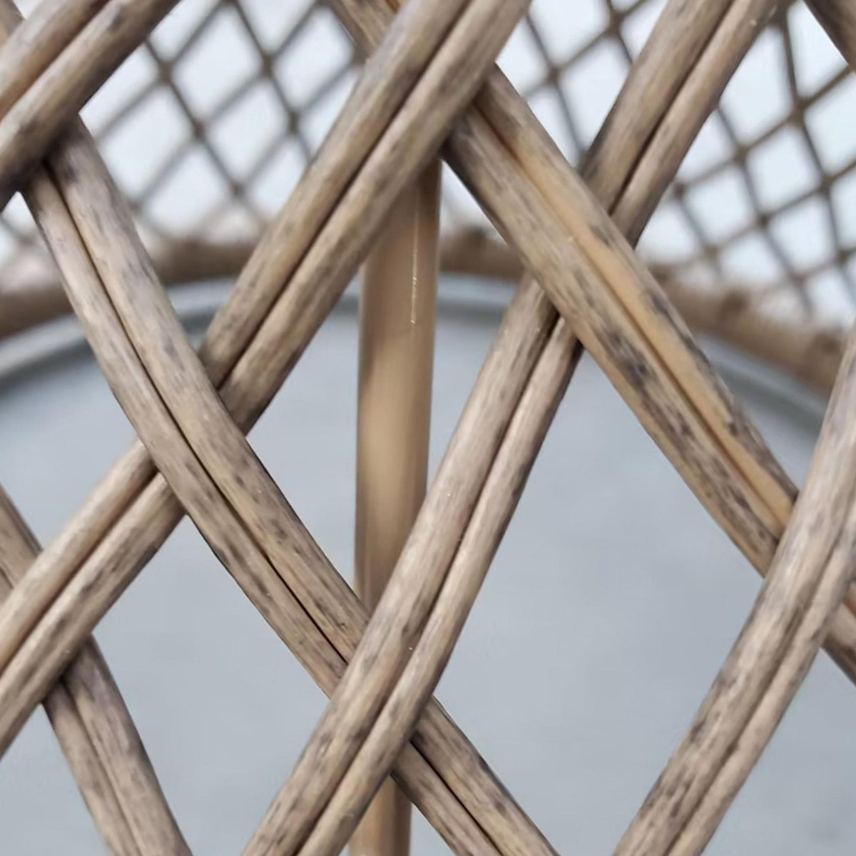 OUTSUNNY Table basse ronde de jardin en résine aspect rotin métal et plateau verre trempé Ø 45 x 52H cm beige