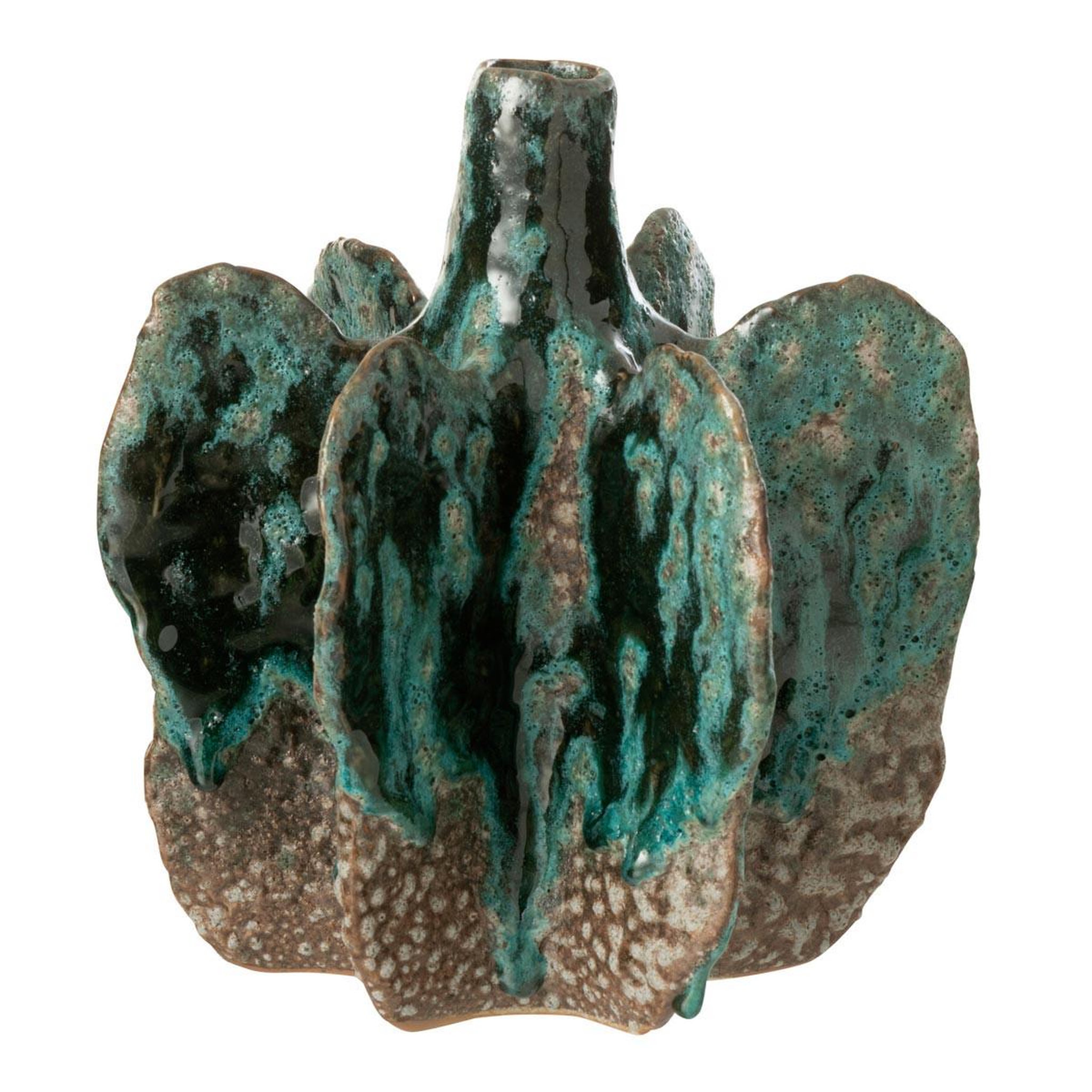 J-LINE Vase déco en céramique  naga  20cm bleu azur