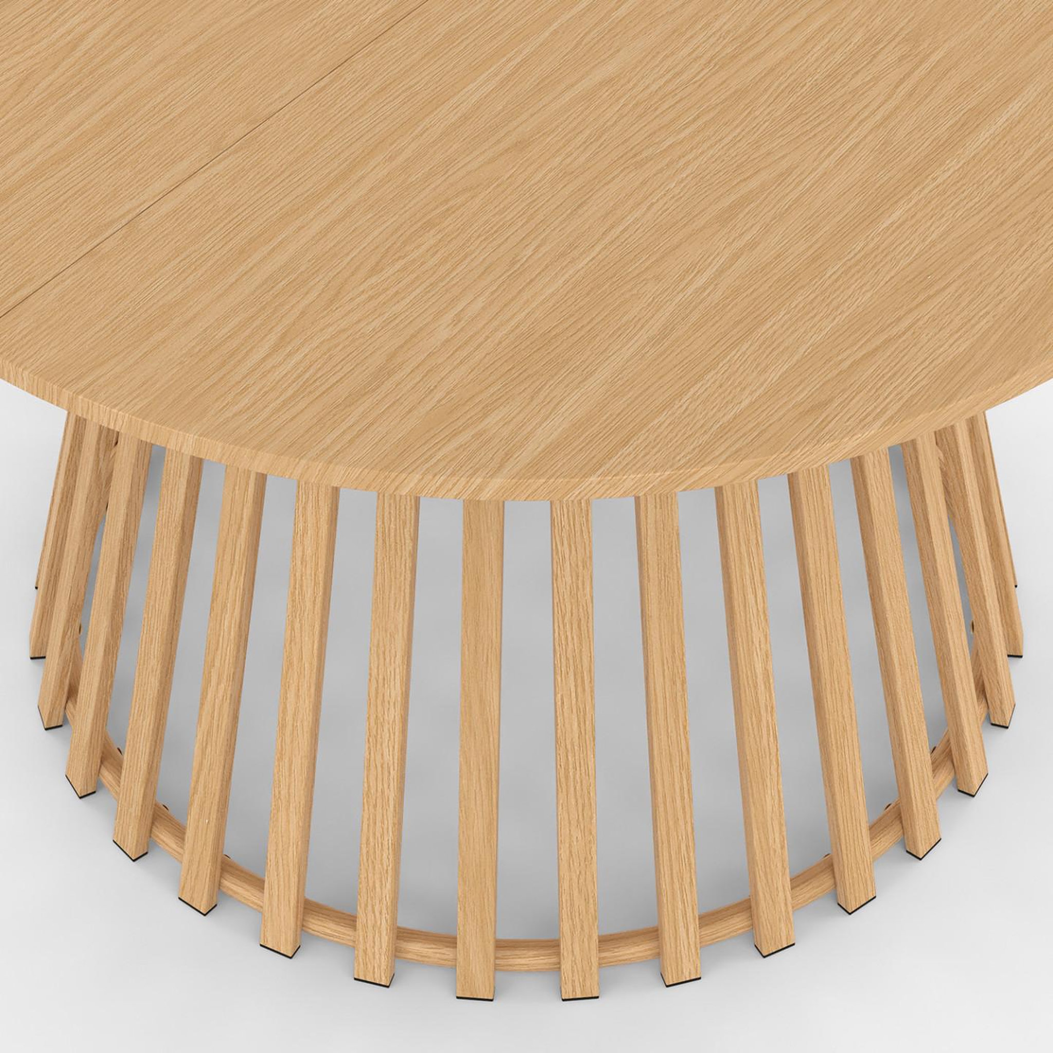 Voir la diapositive 6 : ID MARKET Table de jardin ronde solal 120 cm 6 personnes avec pied lattes en métal effet bois