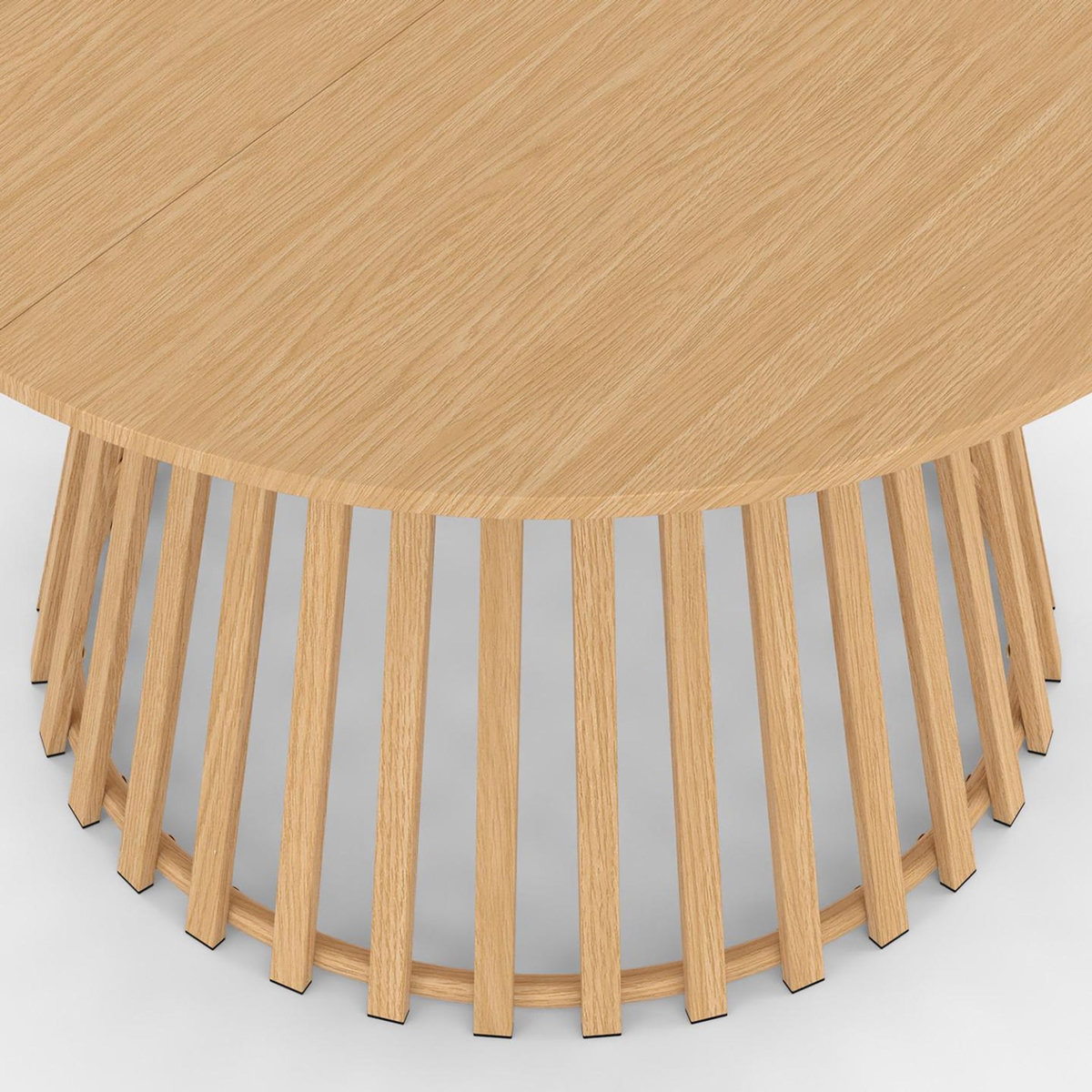 ID MARKET Table de jardin ronde SOLAL 120 cm 6 personnes avec pied lattes en métal effet bois
