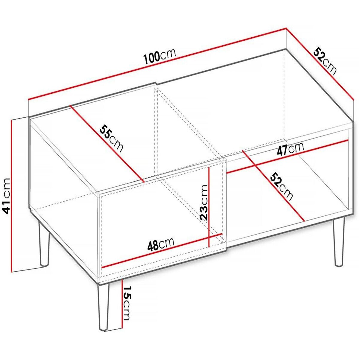 Habitat et Jardin Table basse  Nakomo   - 100 x 41 x 52 cm - Blanc