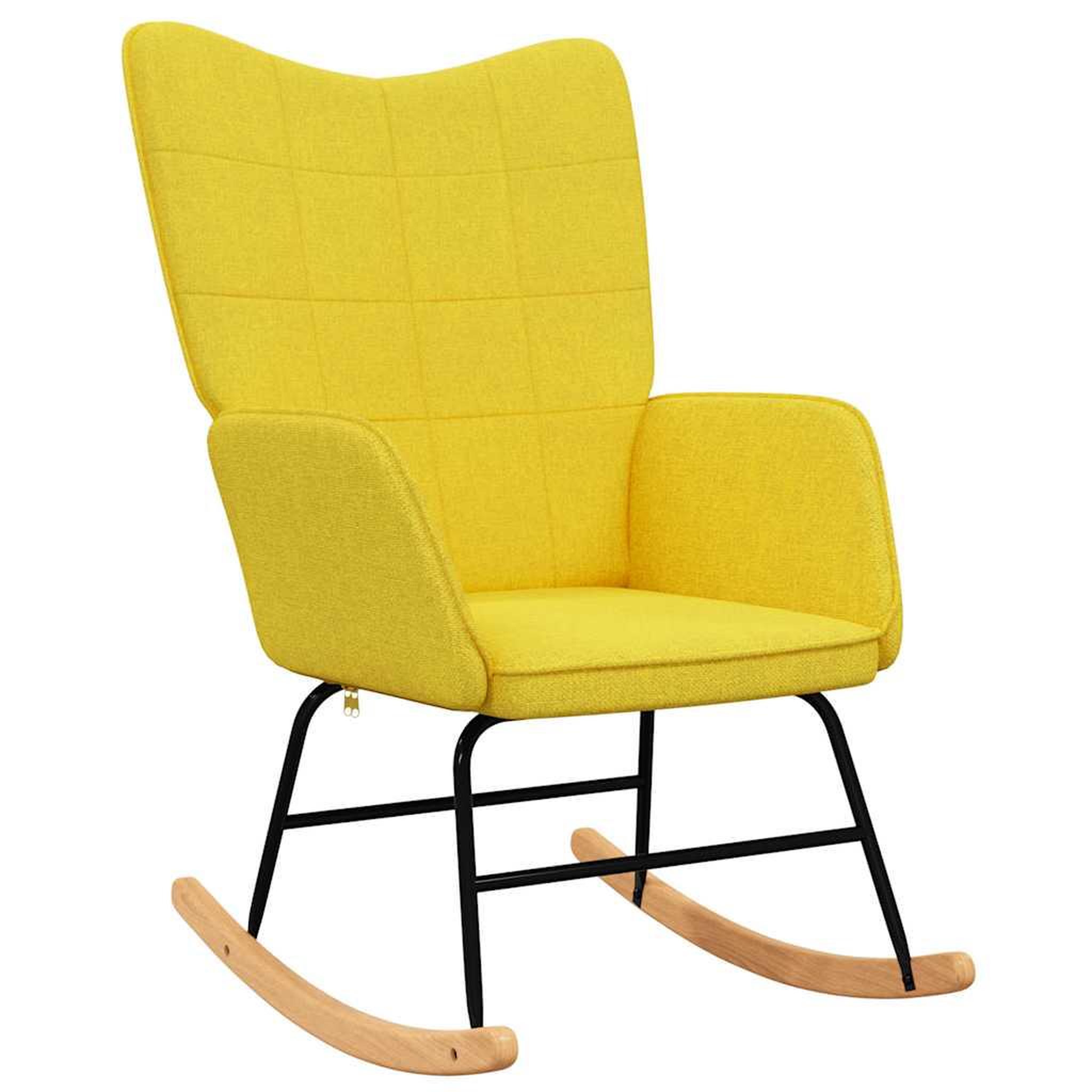 Voir la diapositive 4 : VIDAXL Chaise a bascule avec tabouret Jaune moutarde Tissu
