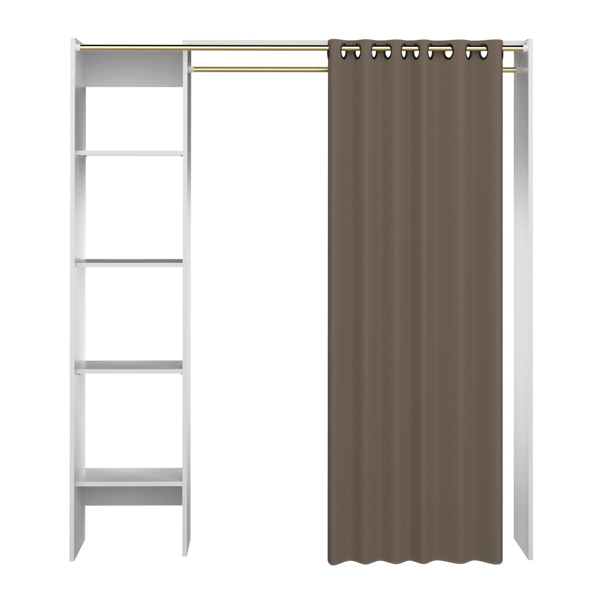 Dressing extensible à rideau H182xL123-160cm