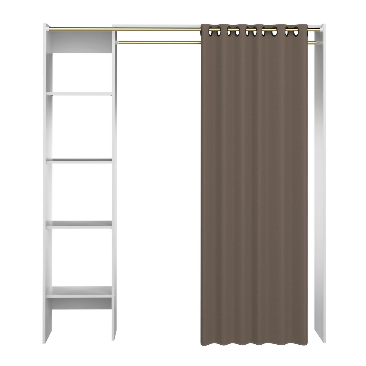 Dressing extensible à rideau H182xL123-160cm