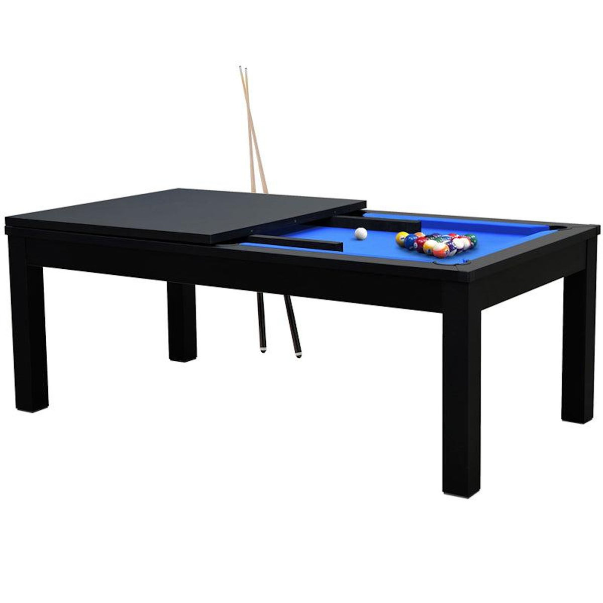 Rendez vous déco Table de billard convertible noire tapis bleu - Eddie
