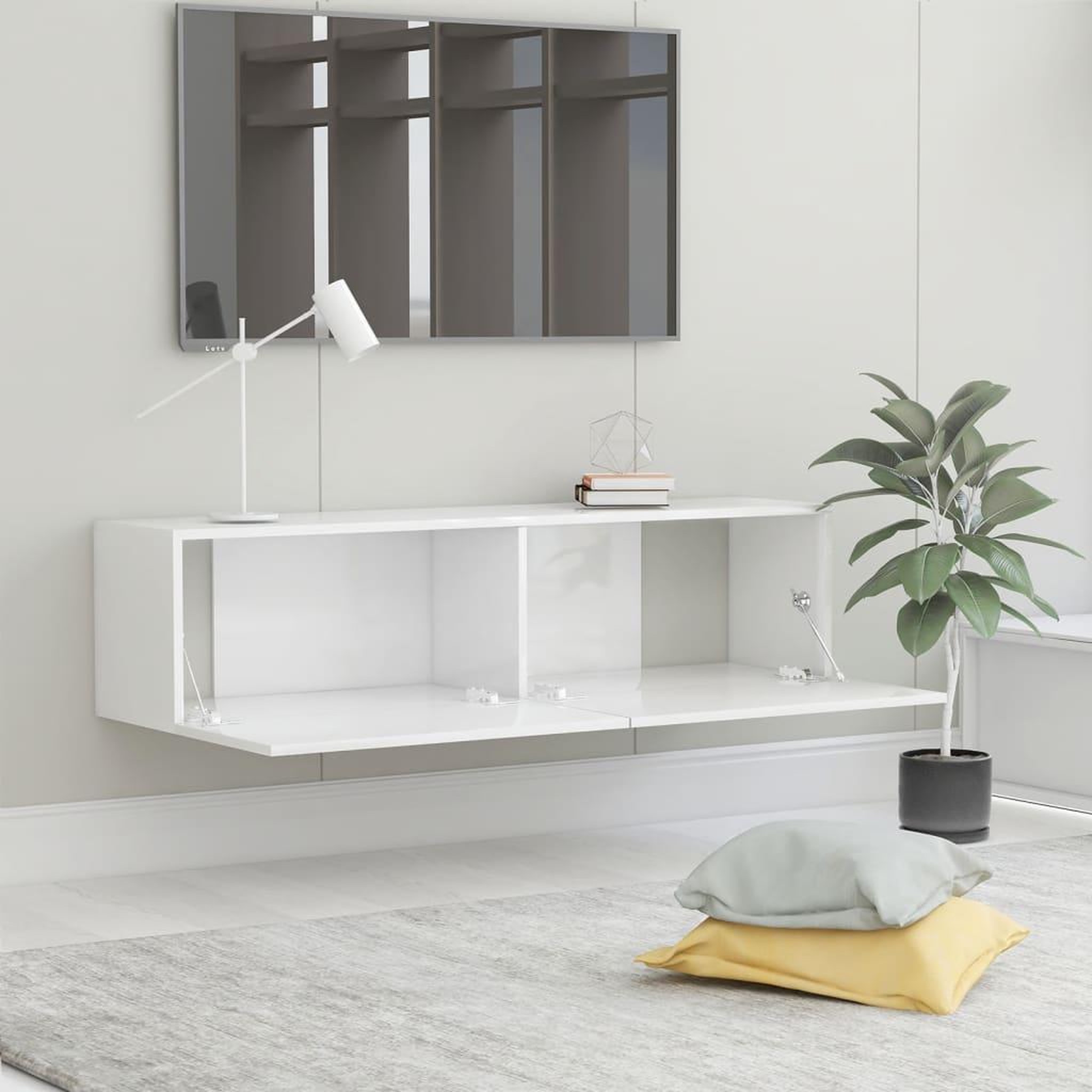 Voir la diapositive 3 : VIDAXL Meuble TV Blanc brillant 120x30x30 cm Bois d'ingenierie
