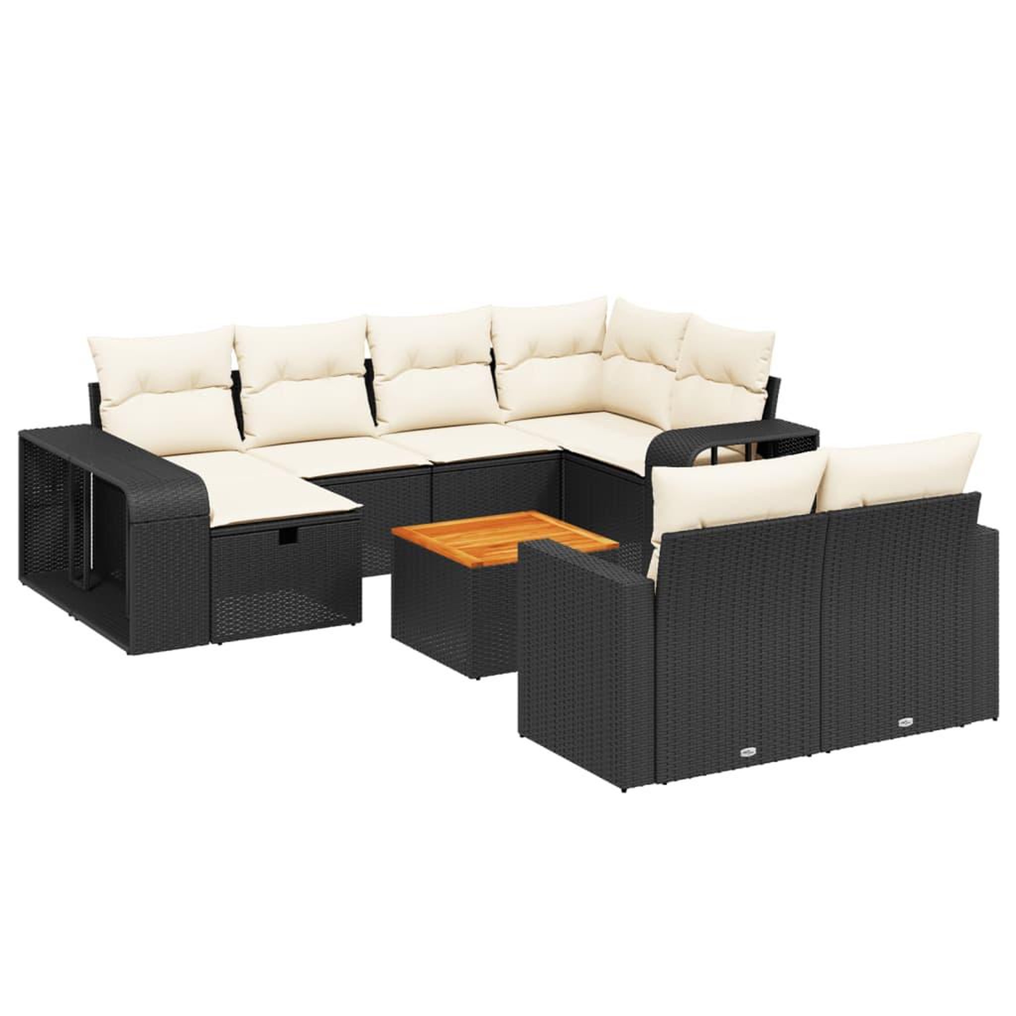 Voir la diapositive 2 : VIDAXL Salon de jardin 11 pcs avec coussins noir resine tressee