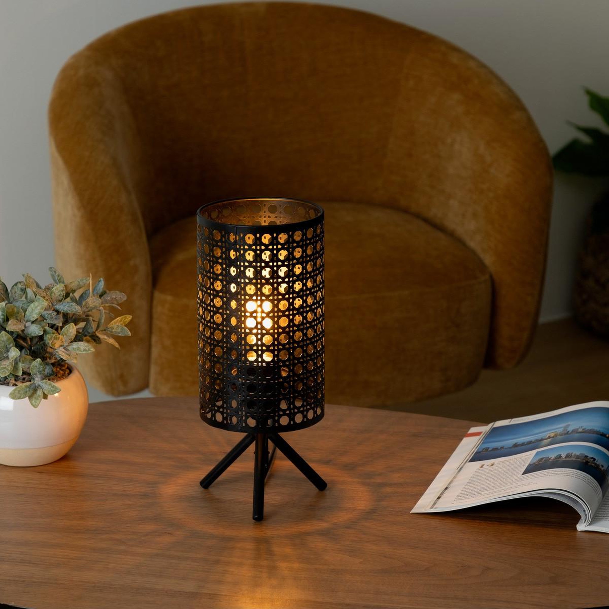 Voir la diapositive 2 : ATMOSPHERA Lampe à poser design  katel  28cm noir