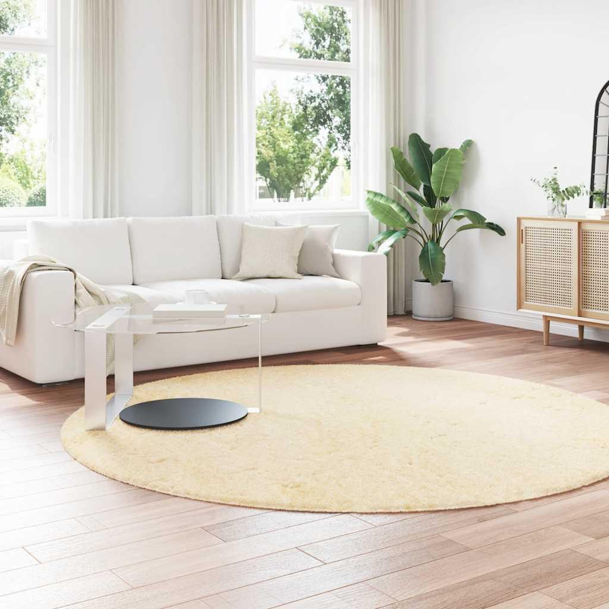 Voir la diapositive 3 : VIDAXL Tapis shaggy a poils longs NAVARRA creme 240x240 cm polyester