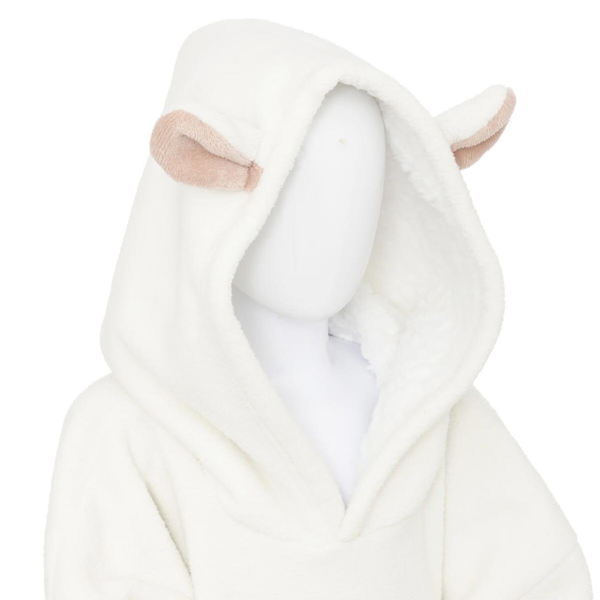 Voir la diapositive 2 : Atmosphera Kids Plaid sweat capuche enfant  mouton  60x95cm blanc