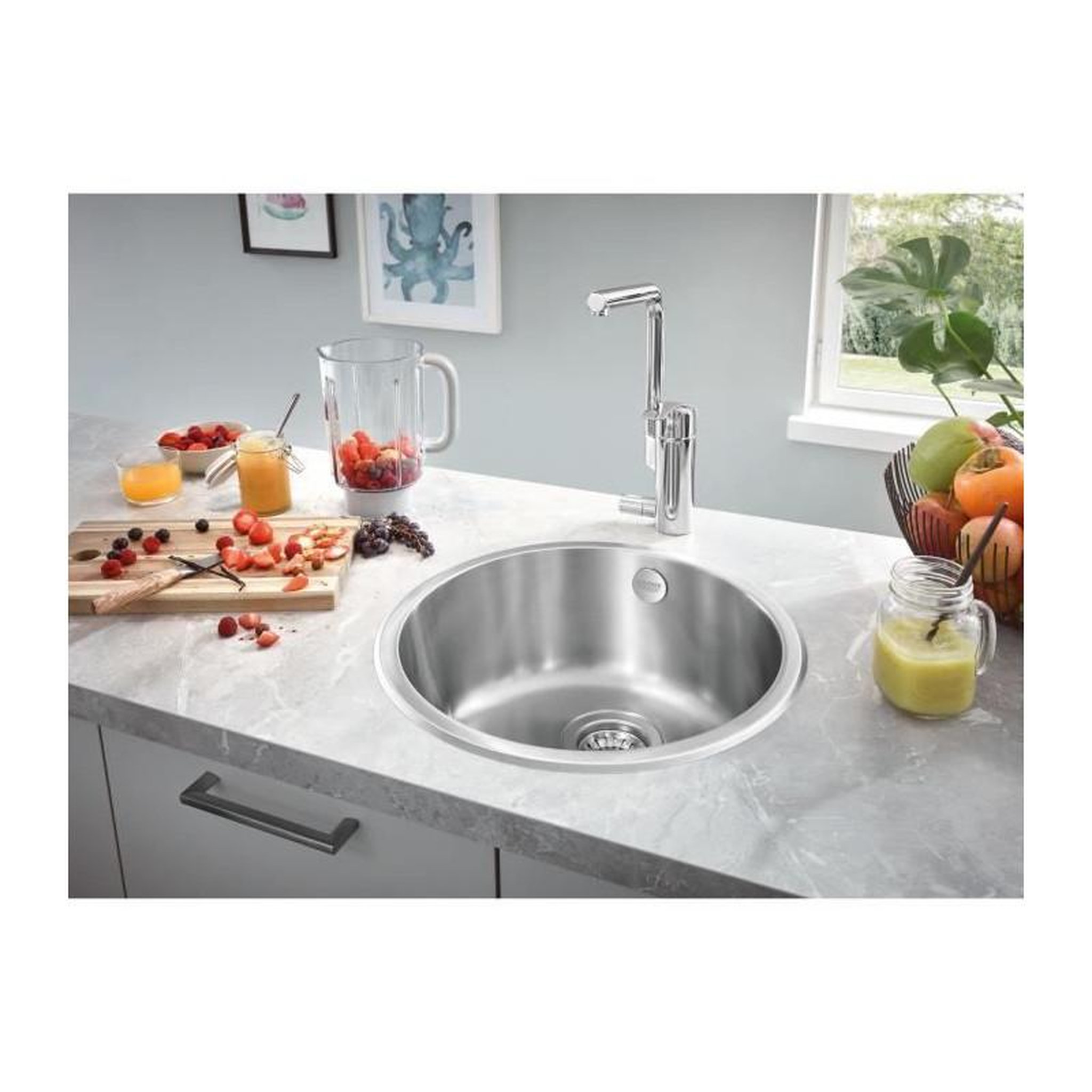 Voir la diapositive 2 : Grohe Evier de cuisine - Acier inoxydable - A encastrer par le dessus - GROHE K200 - 31720SD0