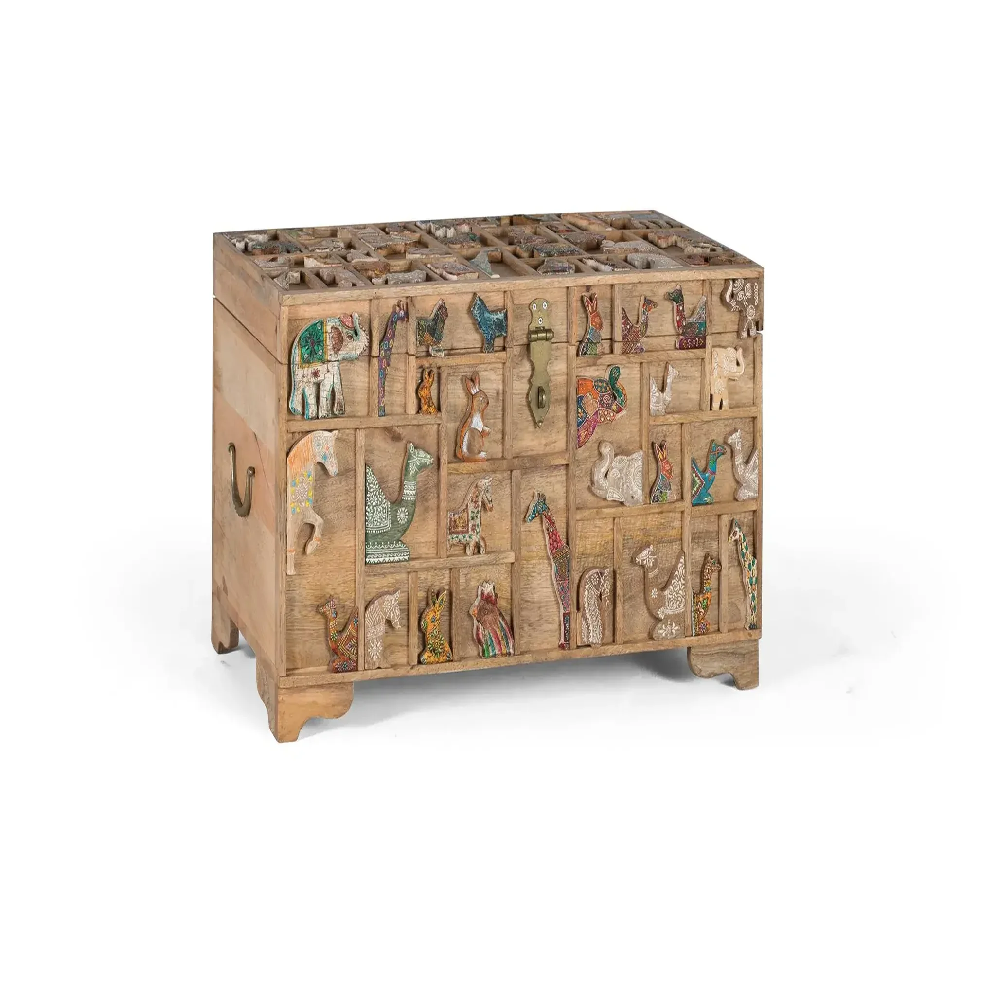 Voir la diapositive 2 : GINER Y COLOMER SL Coffre en bois de manguier 80 cm style rustique vintage