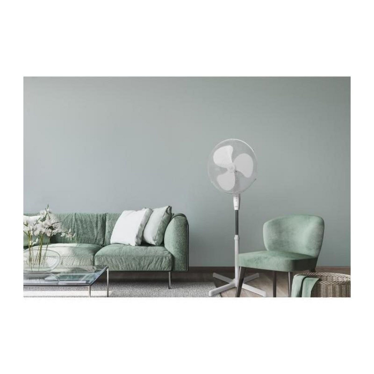 OCEANIC Ventilateur sur pied OCEANIC - 45W - Diametre 40 cm - Hauteur reglable - Oscillation - Blanc