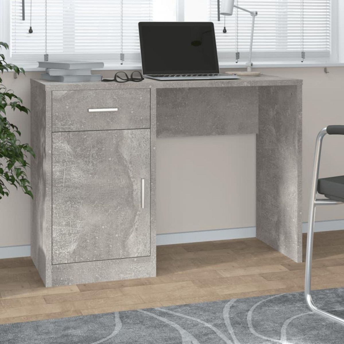 VIDAXL Bureau avec tiroir et armoire Gris beton 100x40x73 cm