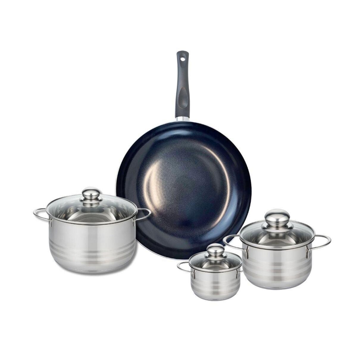 ELO Ensemble de 1 Poêle de cuisson 32 cm et 3 faitouts 12, 16 et 20 cm Elo Prima Brillant