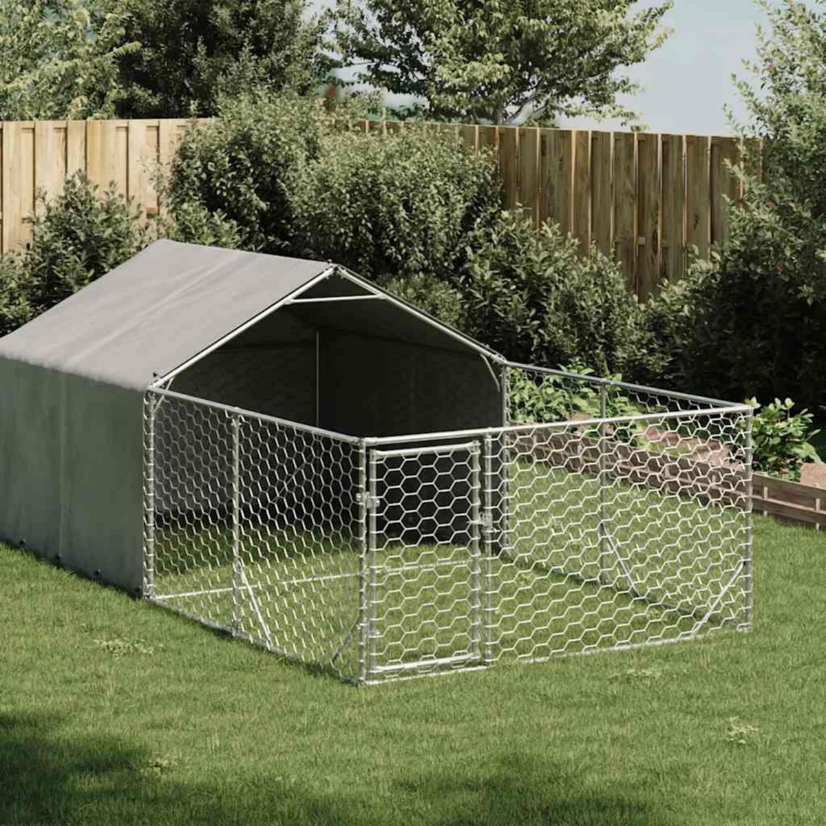 VIDAXL Niche d'exterieur pour chien enclos 4x2x1,5 m acier galvanise