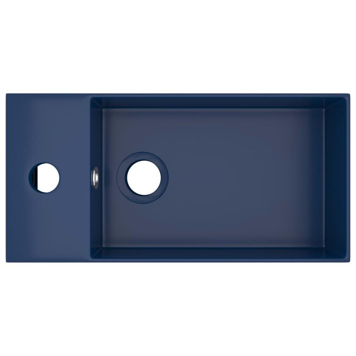 VIDAXL Lavabo de salle de bain avec trop-plein Ceramique Bleu fonce