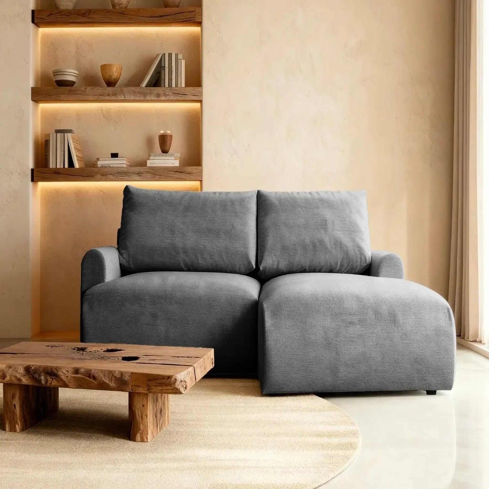 Voir la diapositive 3 : CASANOVA PARIS Raphaelle - canapé d'angle convertible tissu lisse 4 places droit