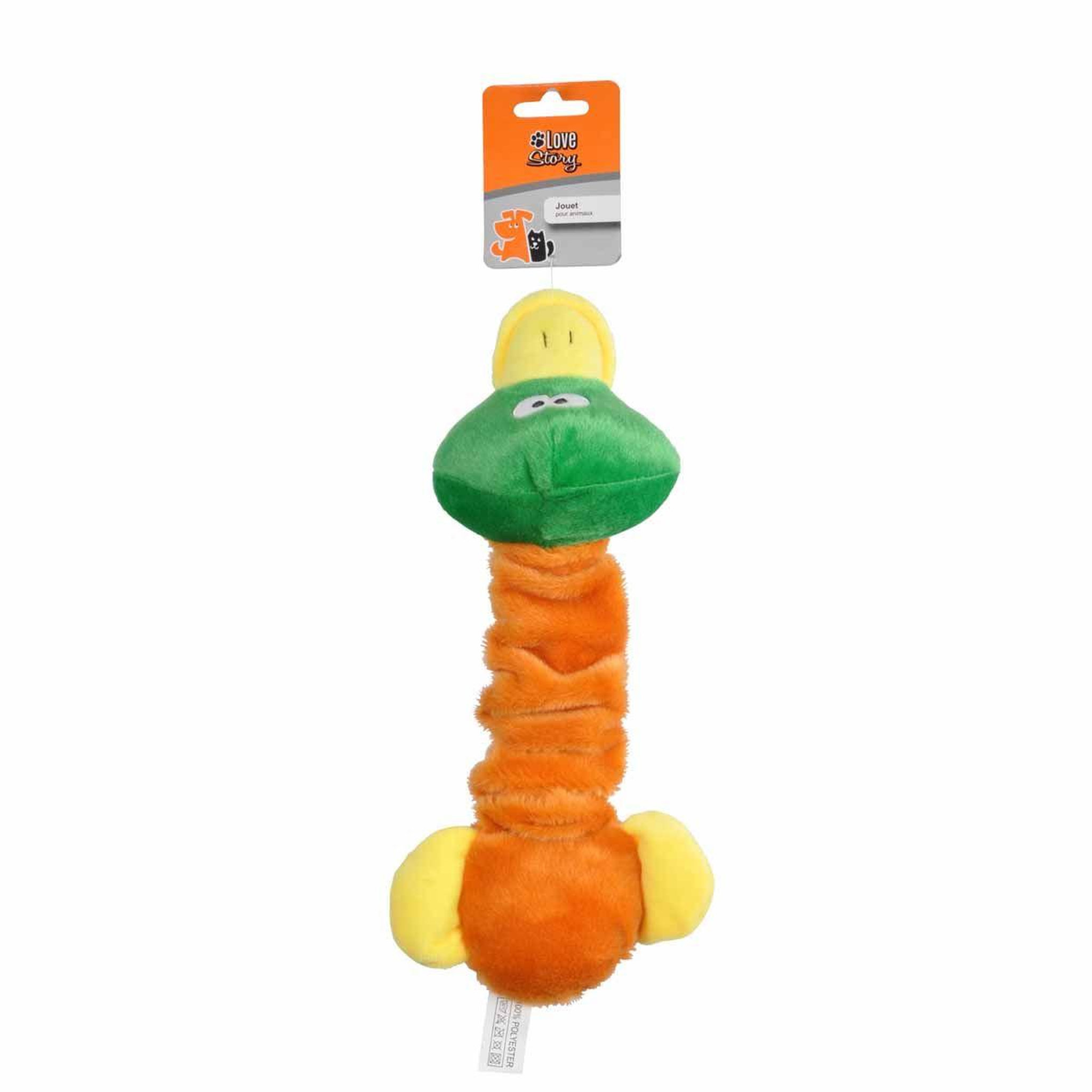Voir la diapositive 2 : LOVE STORY Peluche pour chien  oiseau  30cm vert & orange