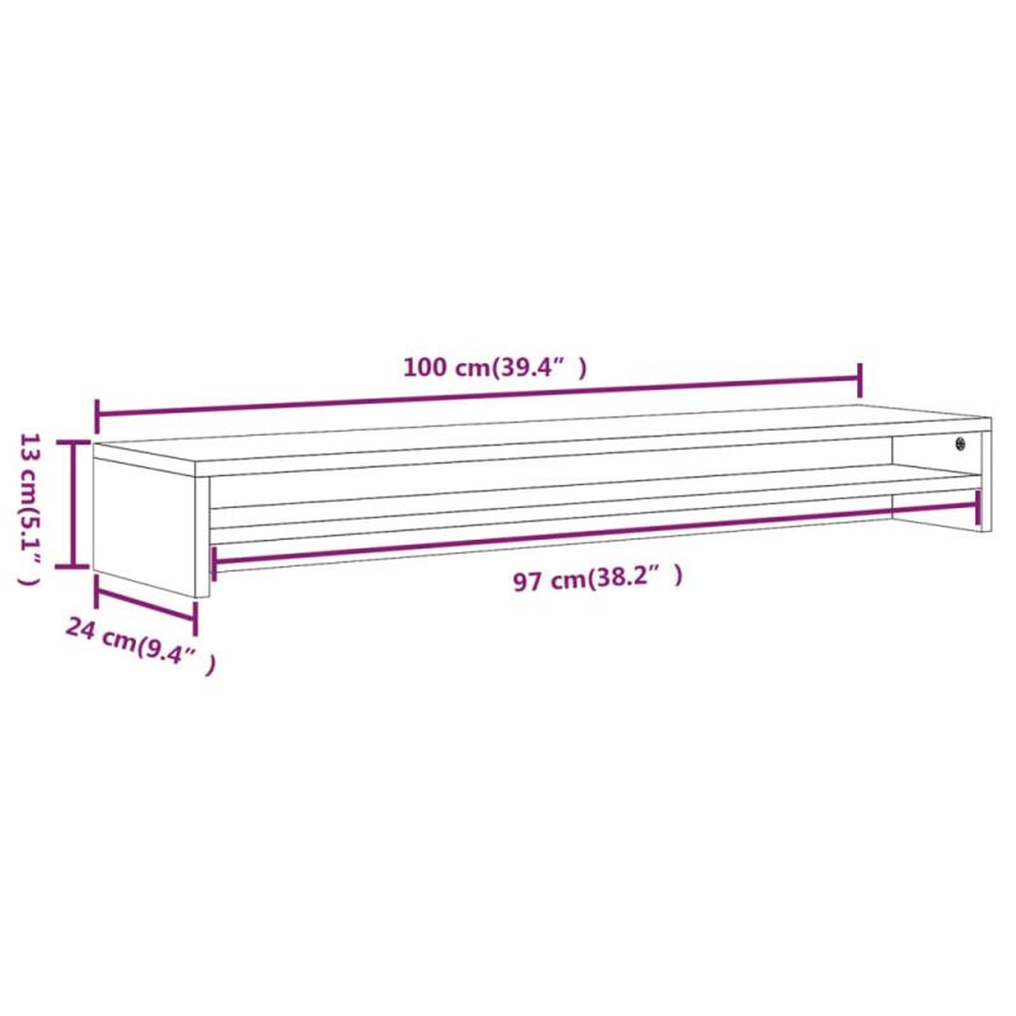 Voir la diapositive 6 : VIDAXL Support de moniteur Sonoma gris 100x24x13 cm Bois d ingénierie
