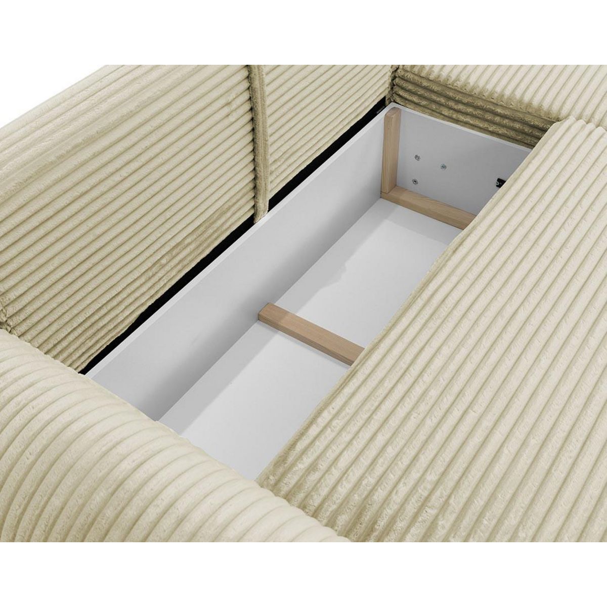 BEST MOBILIER Silvano - canapé d'angle droit 4 places convertible avec coffre en velours côtelé grosses côtes