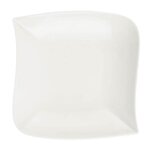 SECRET DE GOURMET Lot de 6 Assiettes Creuses Carrées  Vague  21cm Blanc