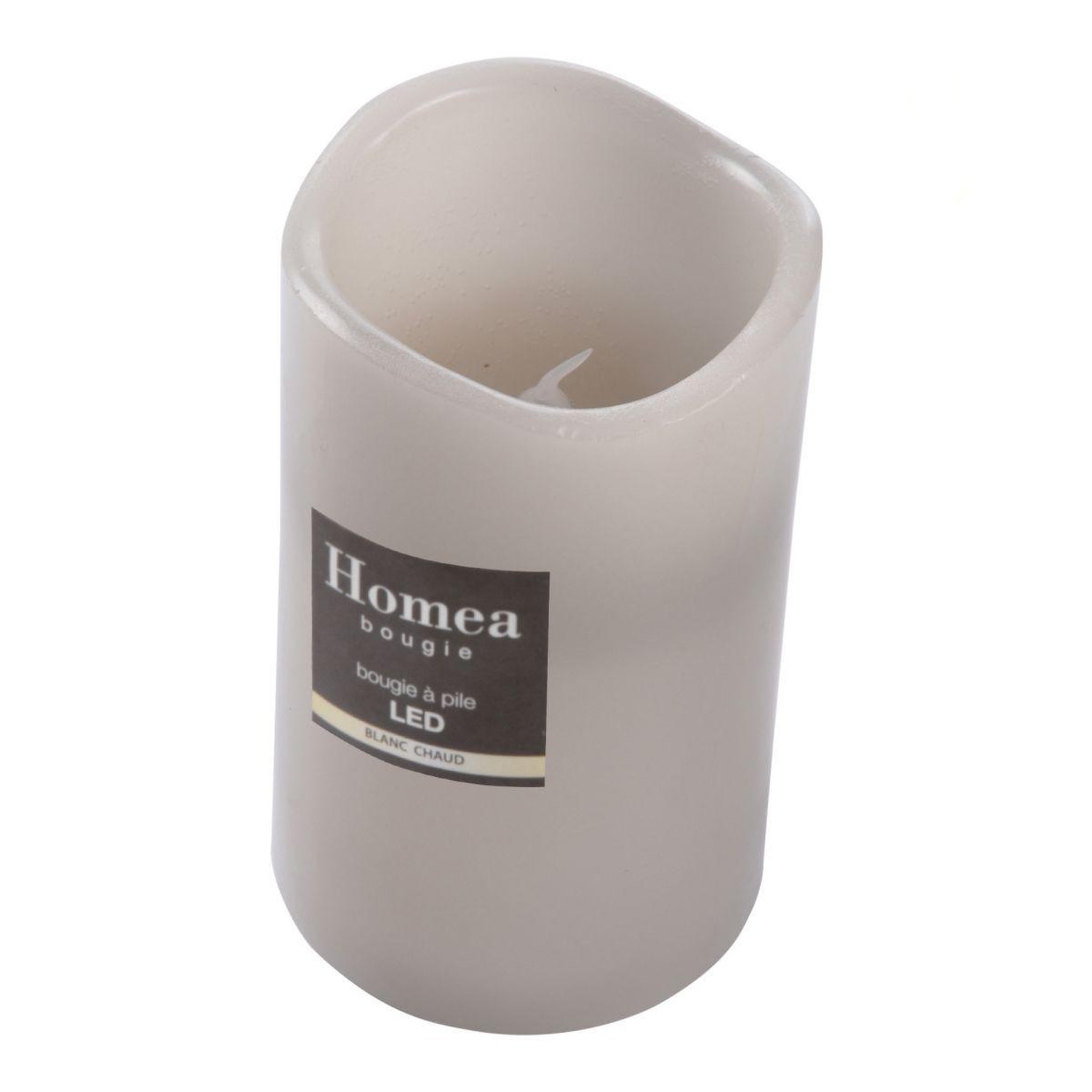 Voir la diapositive 2 : HOMEA Bougie Pilier LED  Jasper  15cm Gris Clair