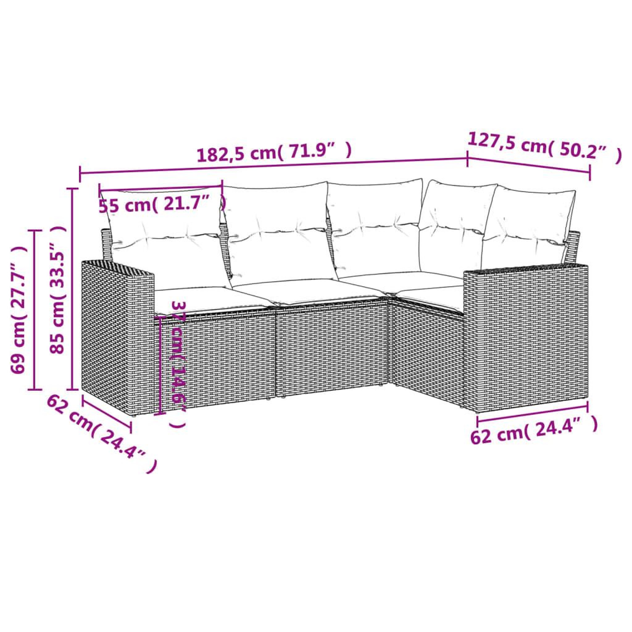 Voir la diapositive 3 : VIDAXL Salon de jardin avec coussins 4 pcs beige resine tressee
