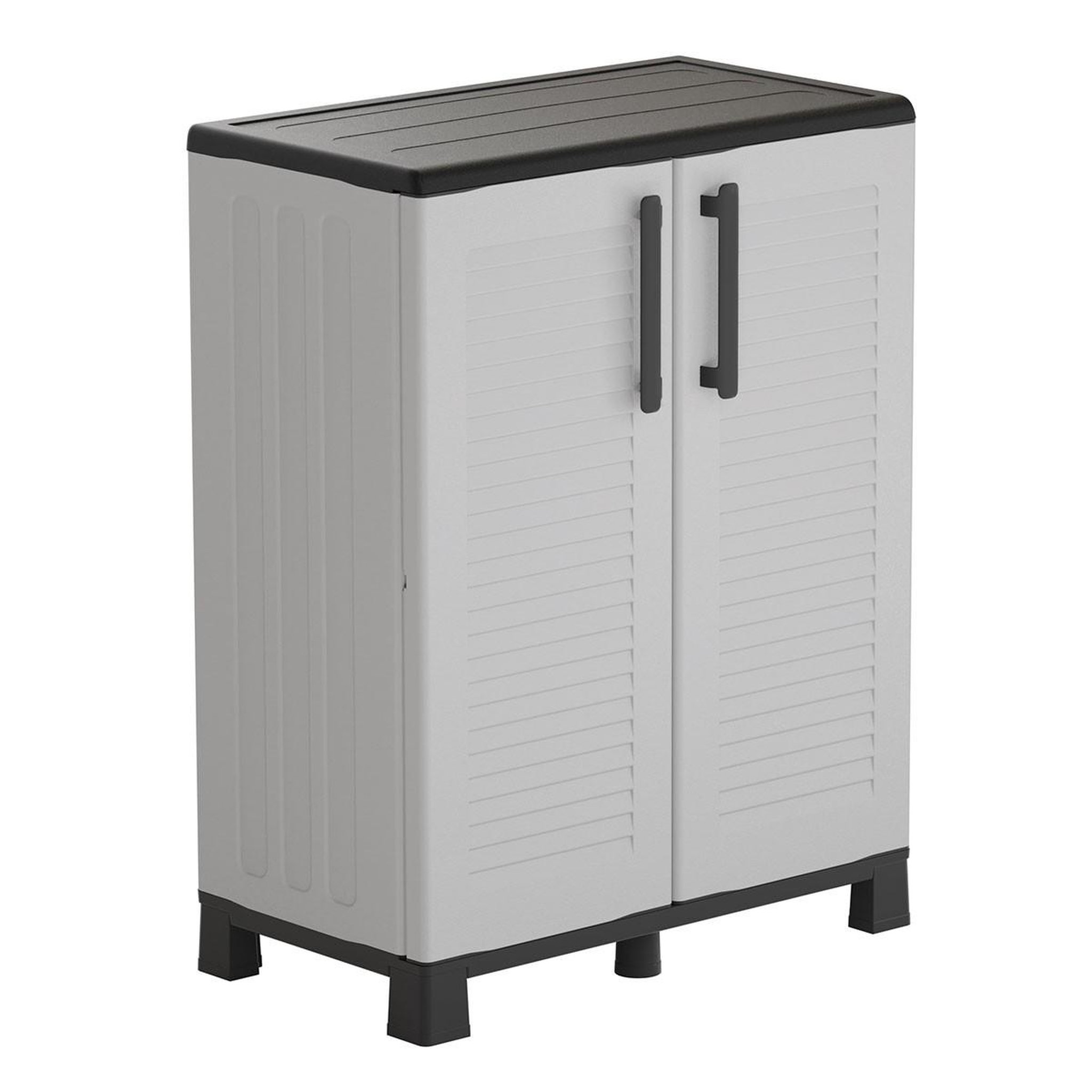 Voir la diapositive 4 : ART PLAST Armoire de rangement 2 portes gris 68x37x90cm - meuble de rangement garage maison terrasse
